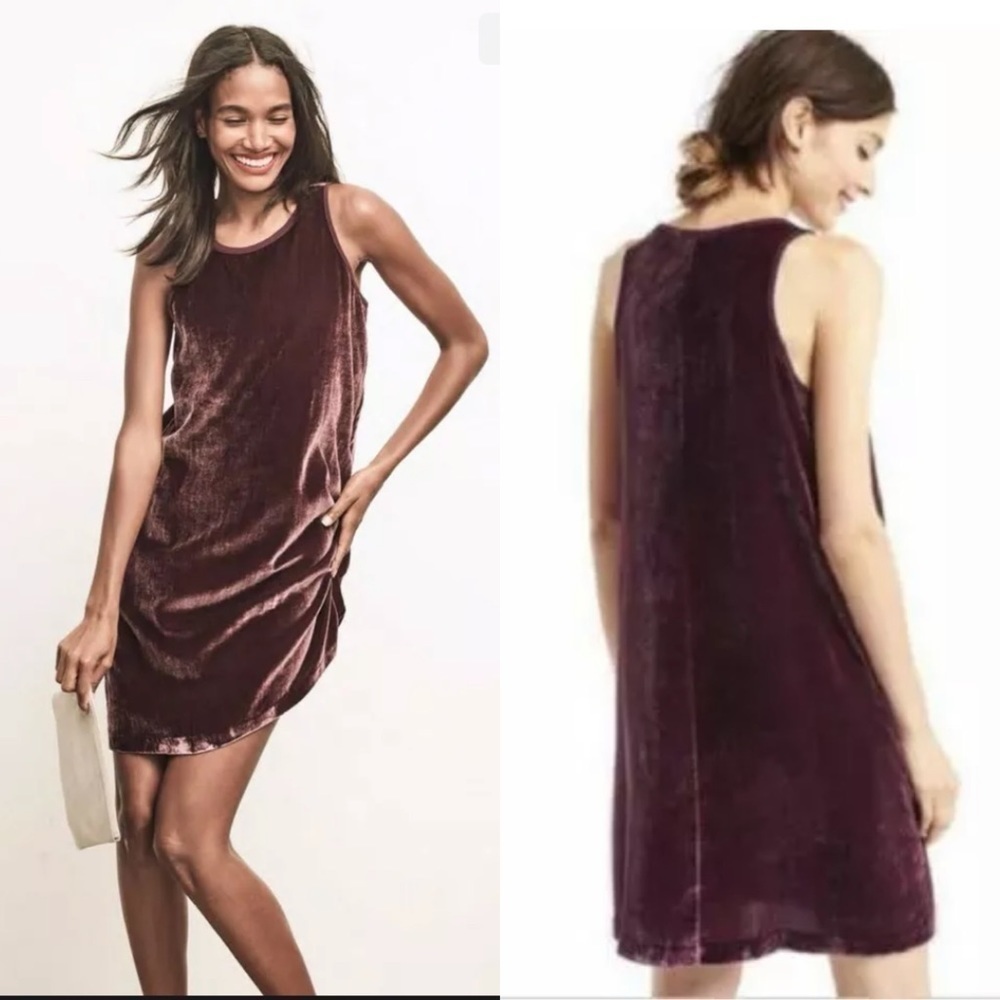 Nwt Gap rich wine burgundy sleeveless velvet swing dress 460148
